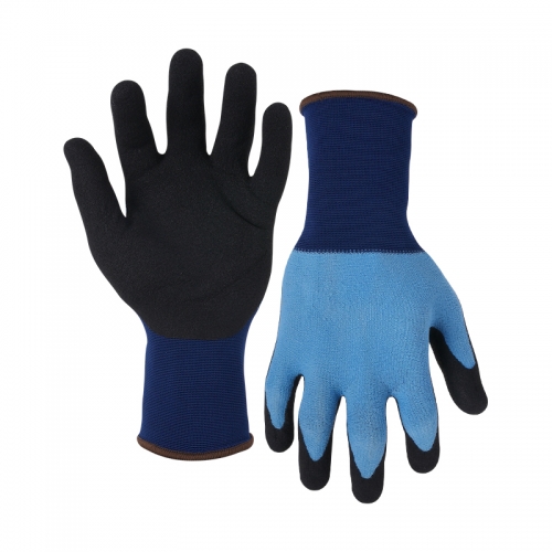 15G polyester/nylon/spandex shell nitrile sandy palm coated gloves