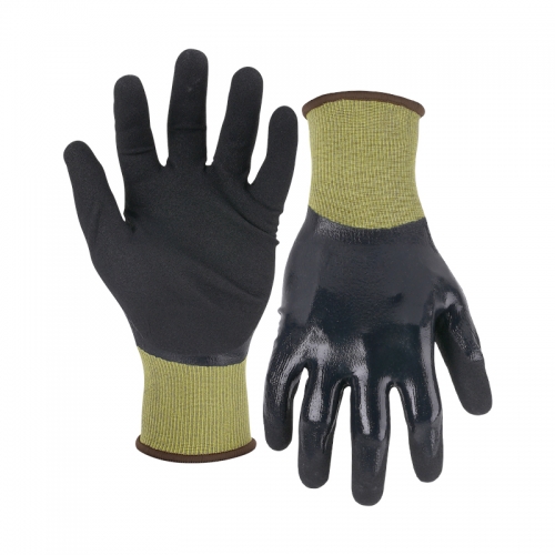 18G nylon/spandex shell nitrile sandy double coated gloves (fully/palm)