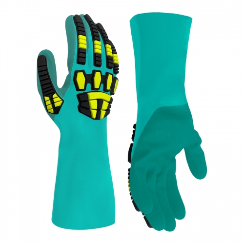Chemical resistant and impact resistant glove-Palm nitrile sandy finish-Cut Level E