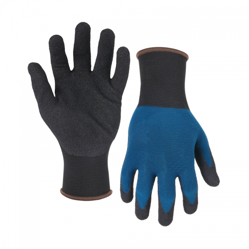 15G nylon/spandex shell nitrile sandy palm coated gloves