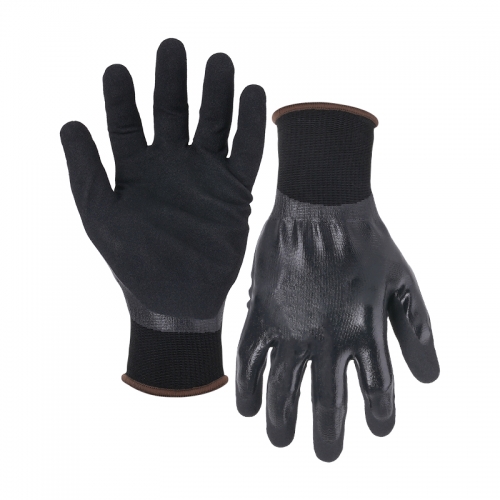 13G polyester shell nitrile sandy double coated gloves(fully/palm)