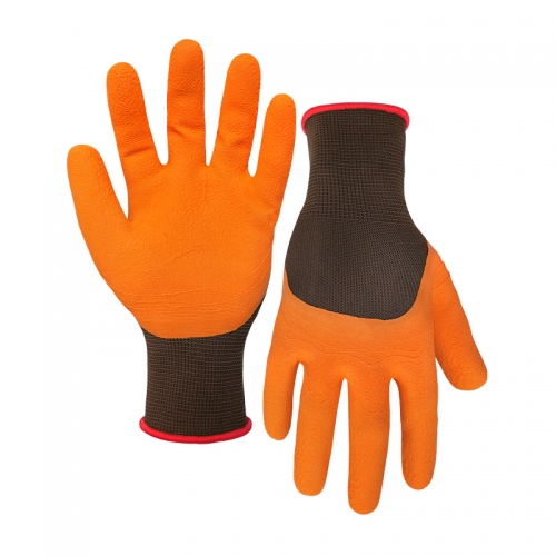 13G polyester shell latex foam half coated gloves
