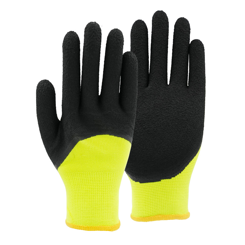 13G polyester/arylic shell latex foam half coated gloves