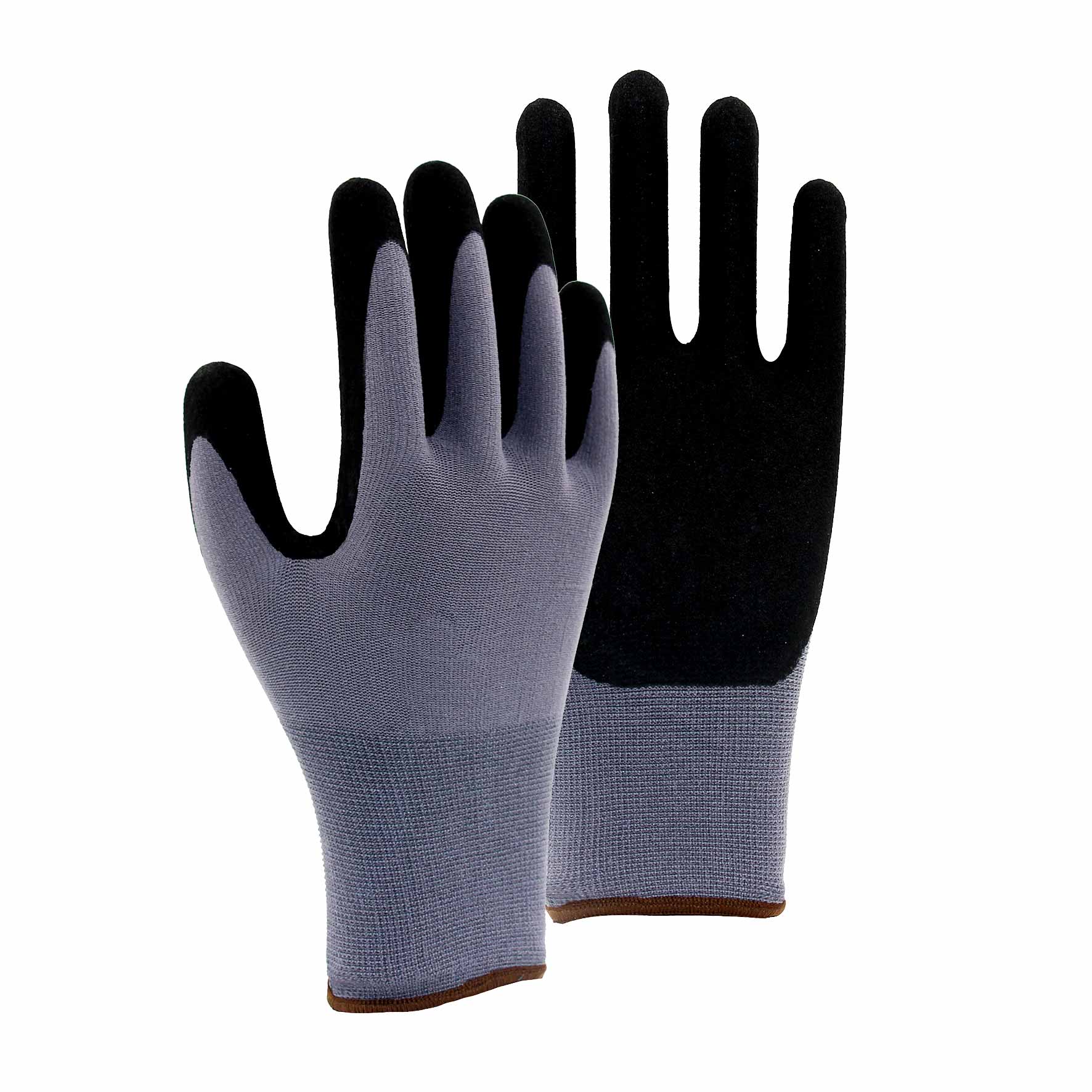15G polyester shell nitrile sandy palm coated gloves