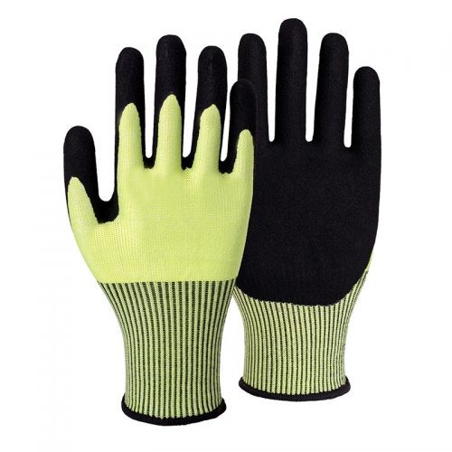 13G cut E/A5 nitrile sandy palm coated gloves-Steel/Glass Fibre