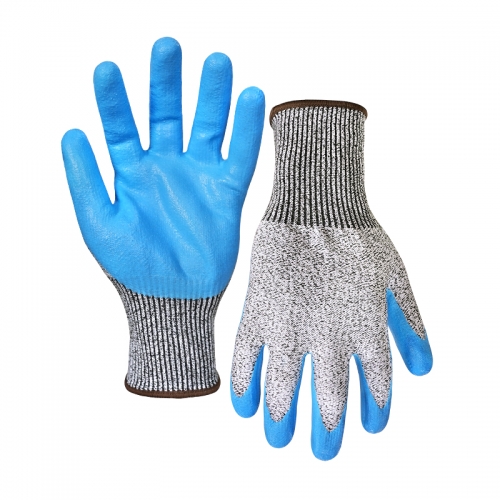 13G cut C/A3 nitrile fake foam coated gloves-Glass Fibre