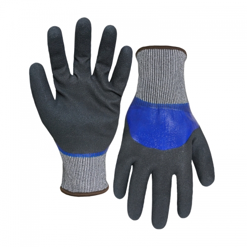 18G cut D/A4 nitrile sandy double coated gloves(fully/half)-Steel/Glass Fibre