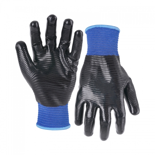13G U3 polyester shell nitrile smooth fully coated gloves