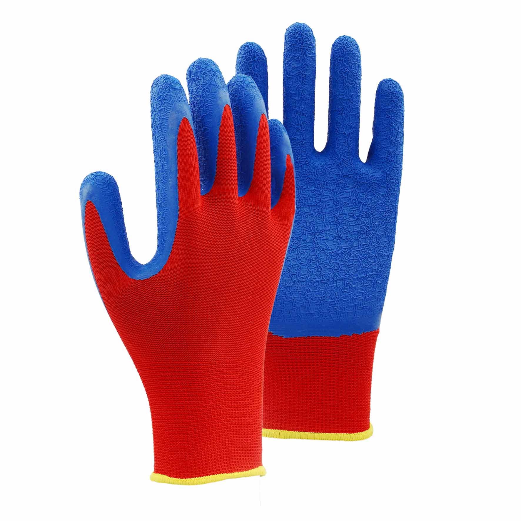 15G polyester shell latex crinkle palm coated gloves
