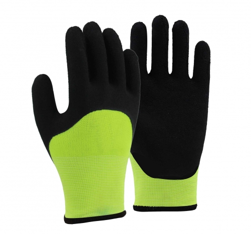 13G polyester shell latex sandy half coated gloves