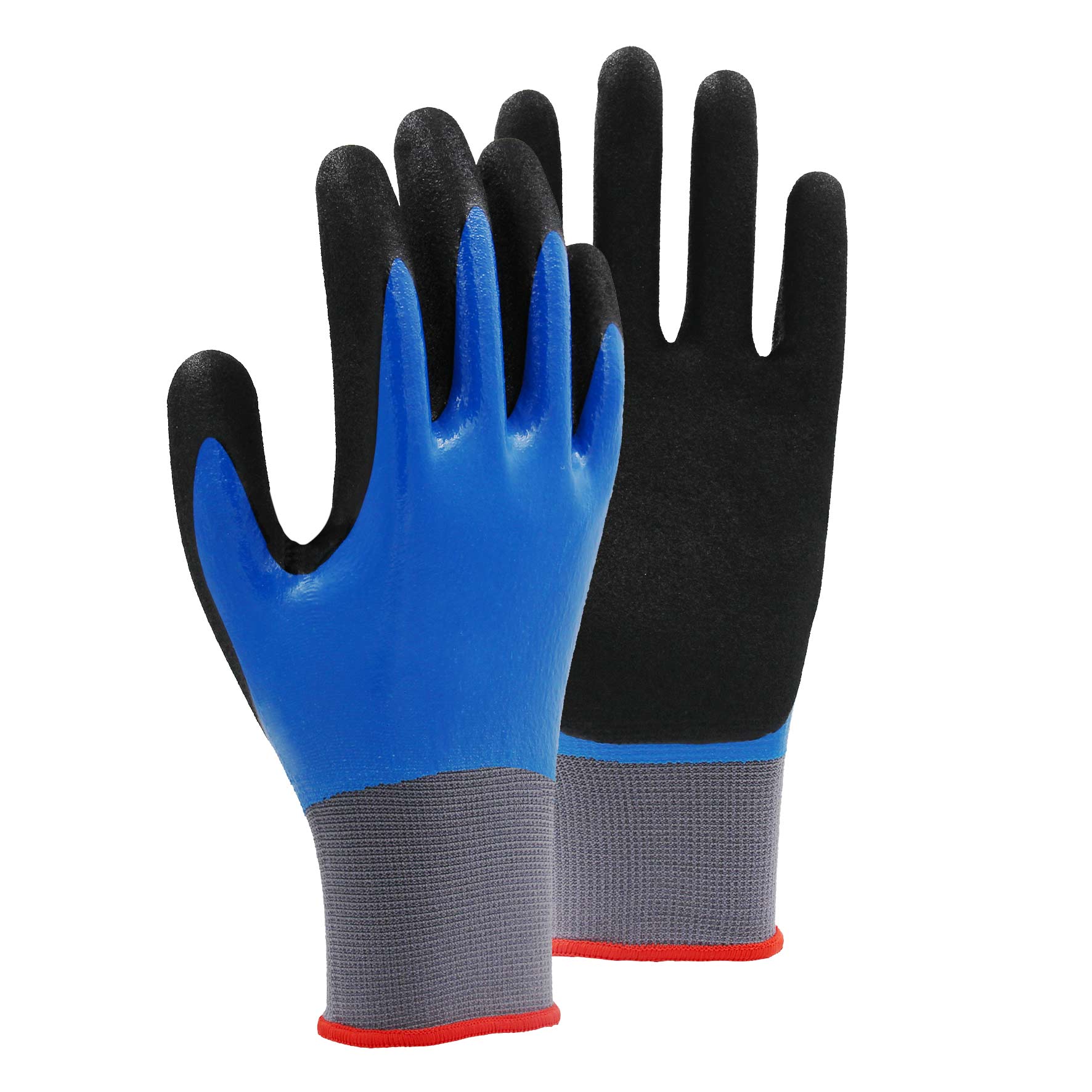 15G polyester shell latex sandy double coated gloves(fully/palm)