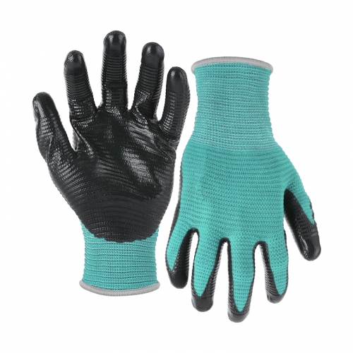13G U3 polyester shell nitrile smooth palm coated gloves