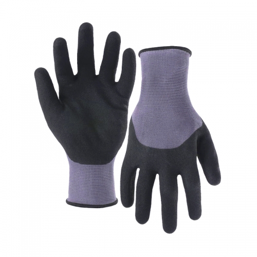 15G nylon shell nitrile sandy half coated gloves