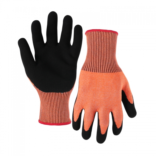 13G cut D/A4 latex sandy palm coated gloves-Glass Fibre