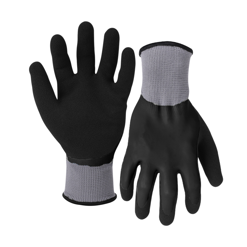 13G polyester shell latex sandy double coated gloves(fully/thumb)