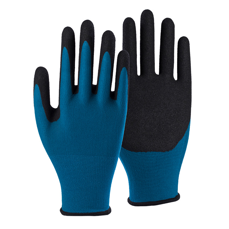 15G nylon shell latex sandy palm coated gloves