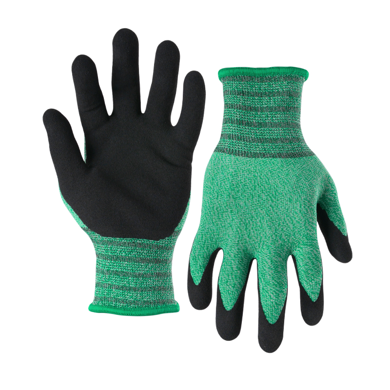15G polyester/spandex shell latex sandy palm coated gloves