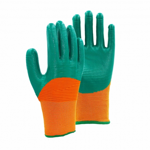 13G U3 polyester shell nitrile smooth half coated gloves