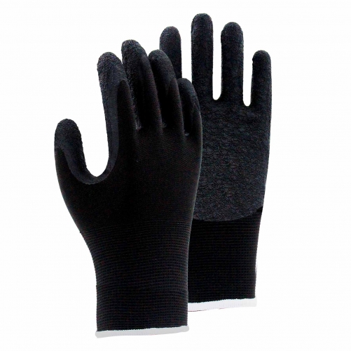 13G nylon shell latex crinkle palm coated gloves