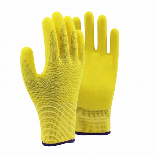13G nylon shell latex sandy palm coated gloves