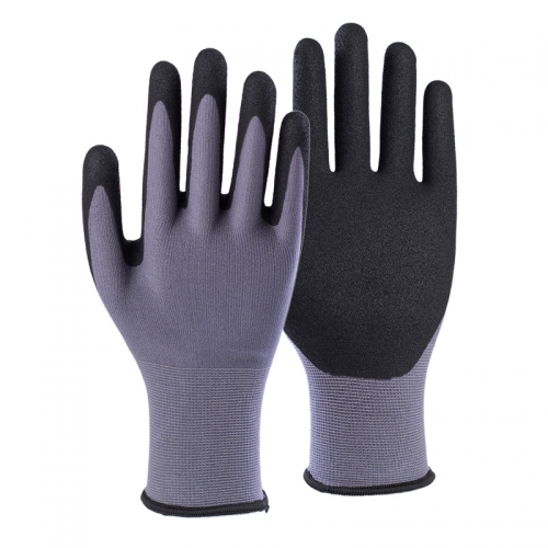 15G nylon shell nitrile sandy palm coated gloves