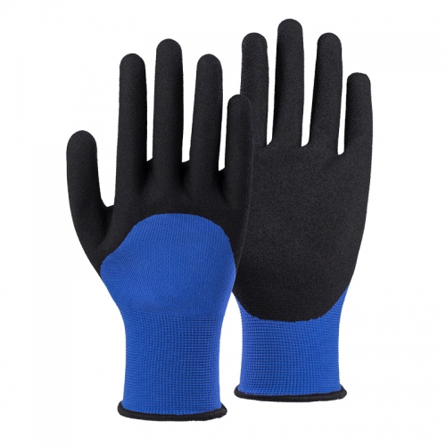 13G polyester shell with latex sandy half coated gloves