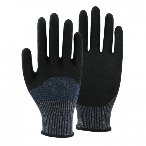 13G cut D/A4 nitrile sandy half coated gloves-Glass Fibre
