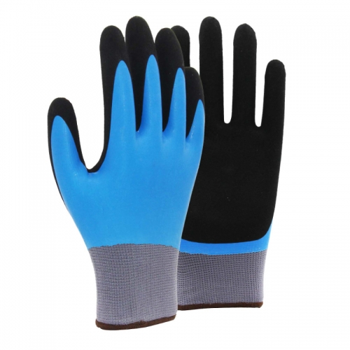 13G polyester shell latex sandy double coated gloves(fully/palm)