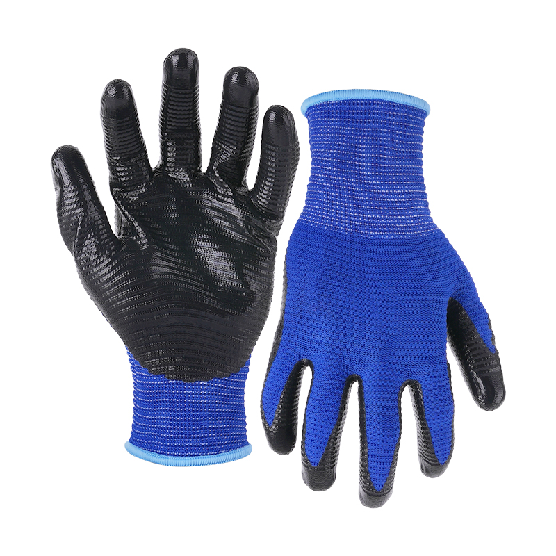 13G U3 polyester shell nitrile smooth palm coated gloves