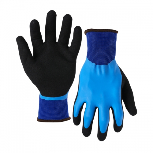 13G polyester shell latex sandy double coated gloves(fully/thumb)