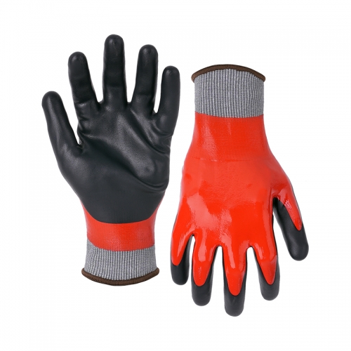 18G cut D/A4 GripFoam double coated gloves(fully/palm)-Steel
