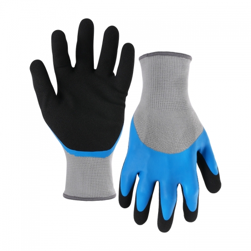 13G nylon shell latex sandy double coated gloves(half/palm)