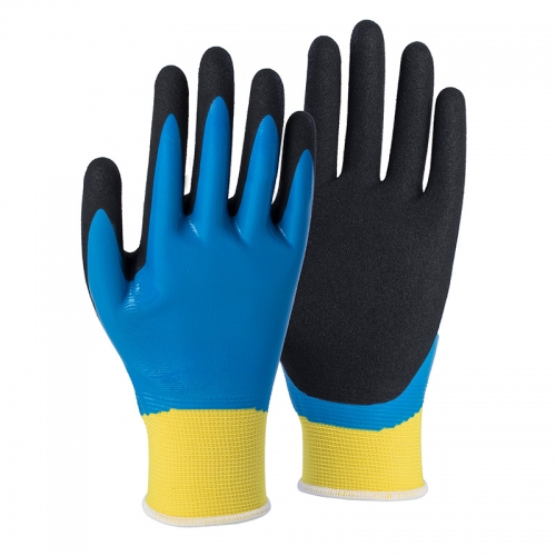 15G nylon shell latex sandy double coated gloves(fully/palm)