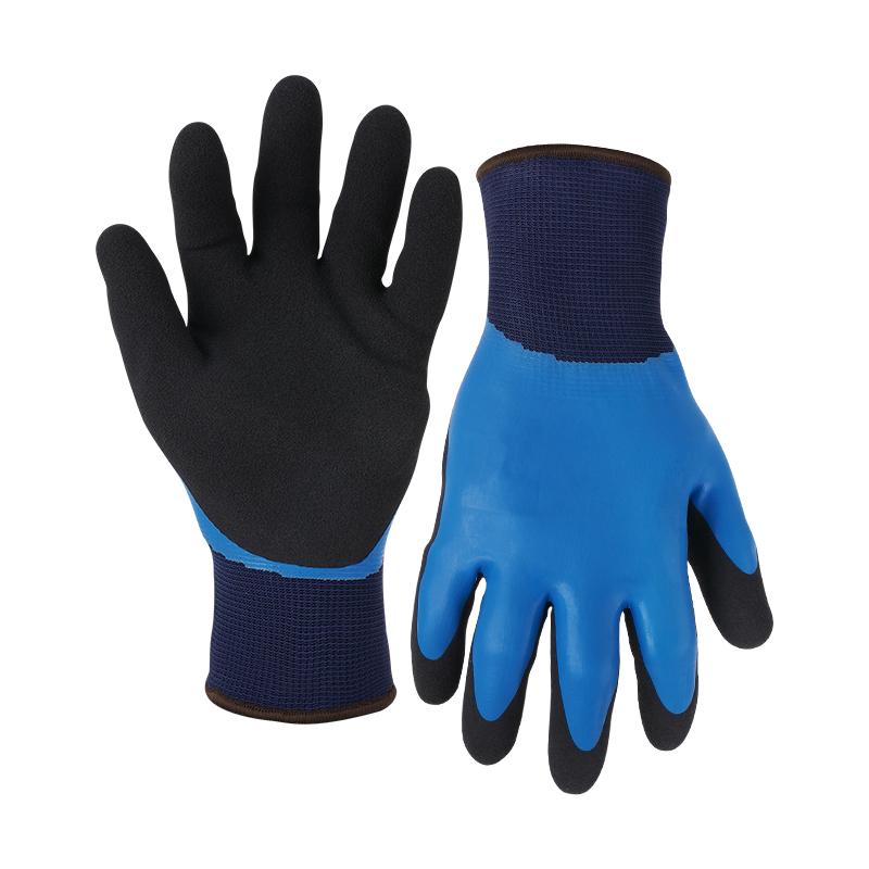 13G polyester/acrylic napping shell latex sandy double coated gloves(fully/palm)