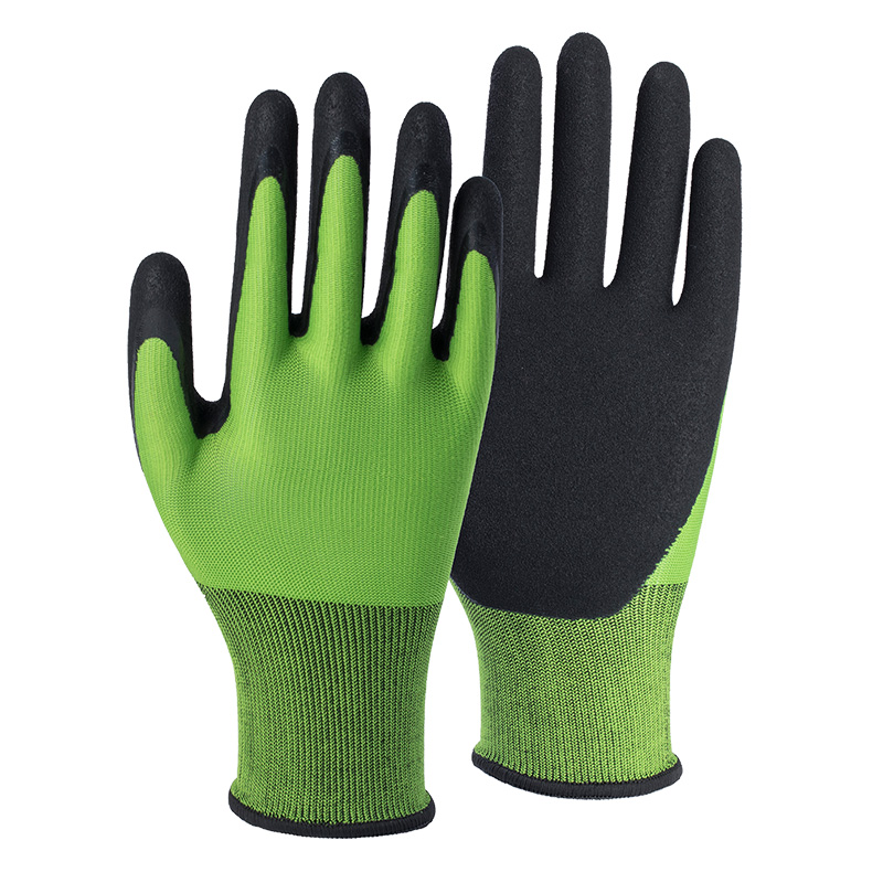 13G polyester shell latex sandy double coated gloves(fully/palm)