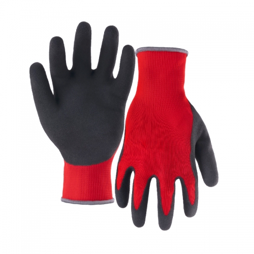 13G polyester shell latex sandy thumb coated gloves