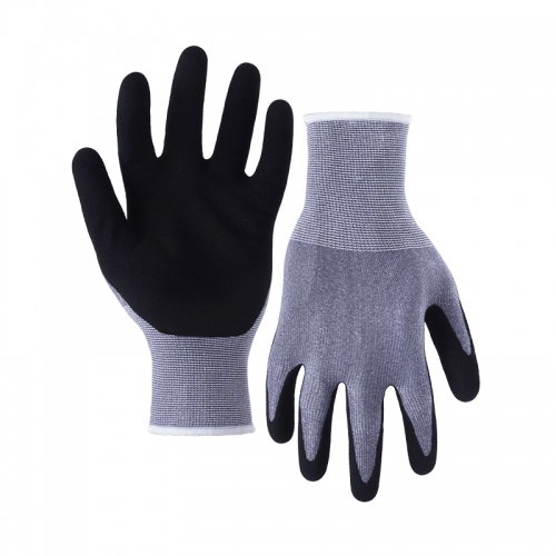 13G rPET shell latex sandy palm coated gloves
