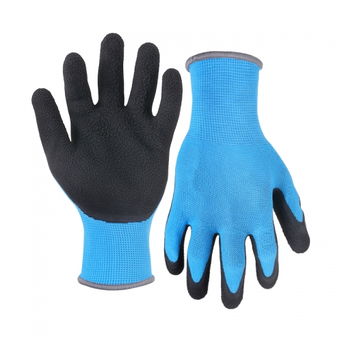 13G polyester shell latex foam palm coated gloves