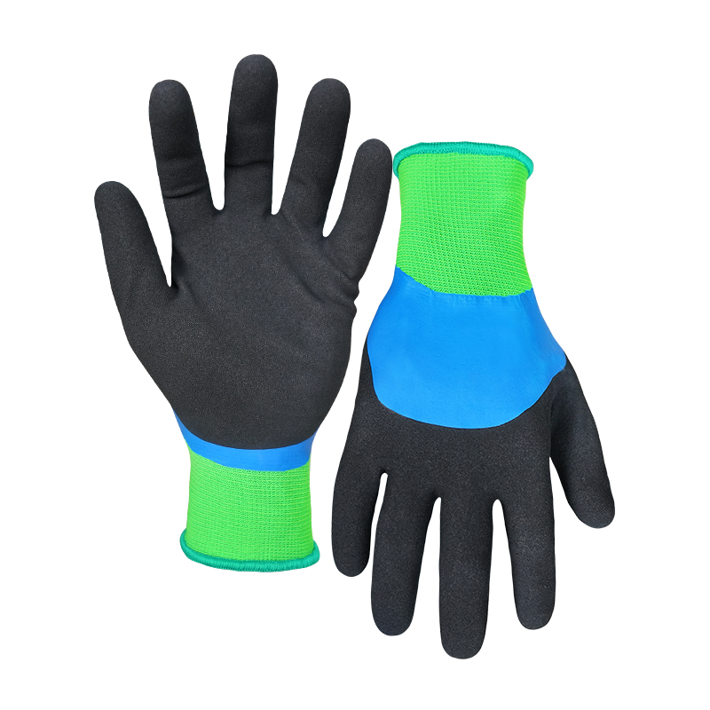 15G polyester shell nitrile sandy double coated gloves(fully/half)