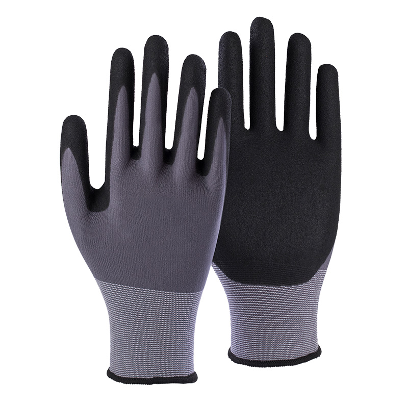 18G nylon shell nitrile sandy palm coated gloves