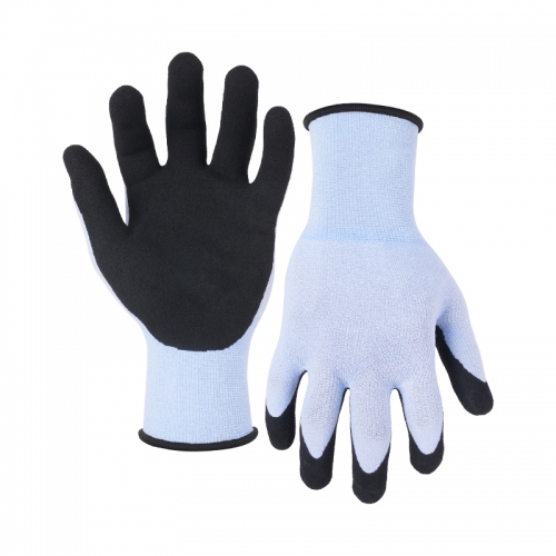 15G cool max shell latex sandy palm coated gloves