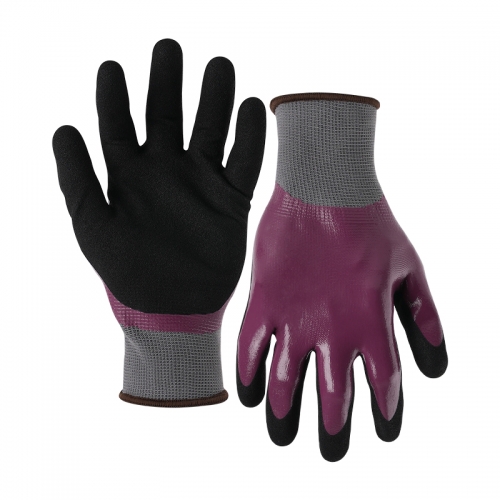15G polyester shell nitrile sandy double coated gloves(fully/half)