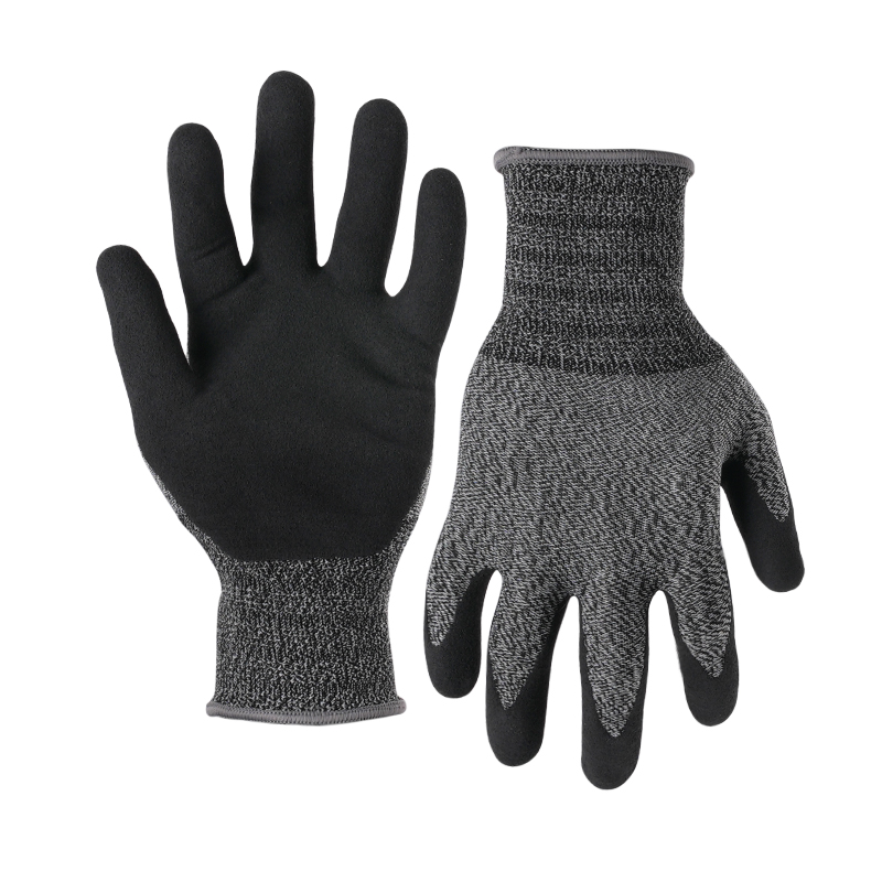 15G polyester shell latex sandy palm coated gloves