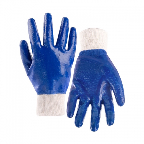 Interlock liner nitrile smooth fully coated gloves