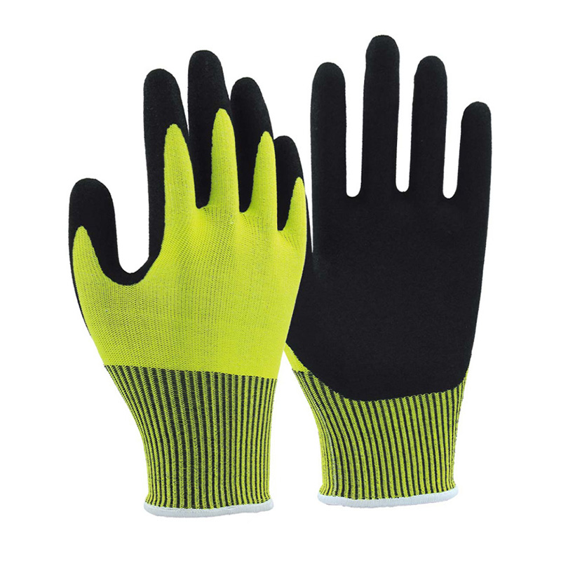 13G cut D/A4 latex sandy palm coated gloves-Glass Fibre