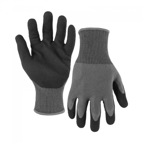 18G ANSI A8 nitrile sandy palm coated gloves-Tungsten/Steel