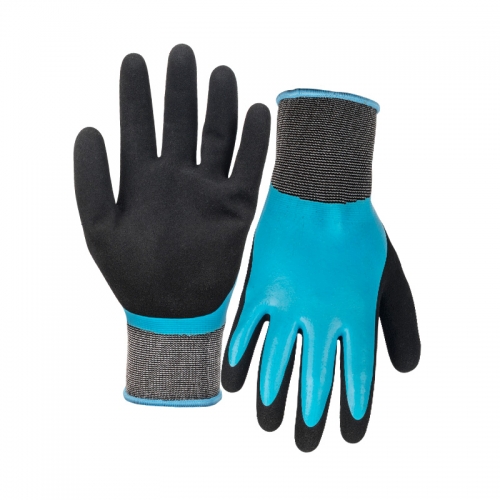 13G nylon shell nitrile sandy double coated glove(fully/thumb)