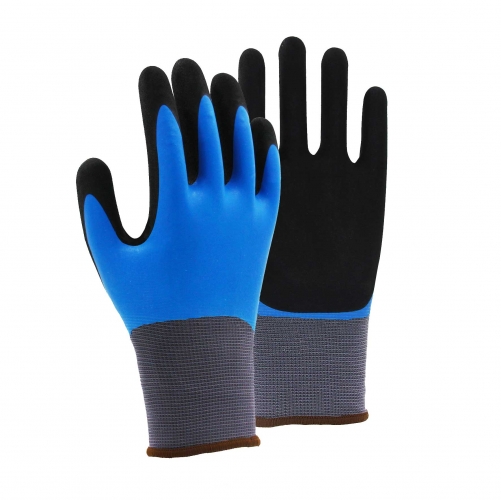 13G polyester shell latex sandy double coated gloves(fully/palm)