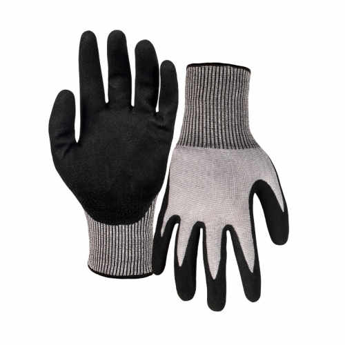 18G cut C/A3 nitrile sandy palm coated gloves -Steel