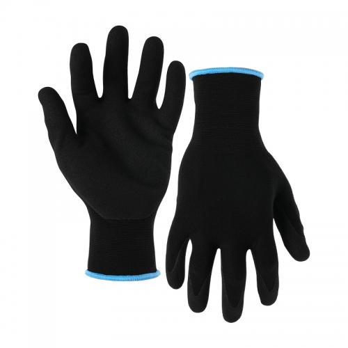 13G polyester/spandex shell latex sandy palm coated gloves